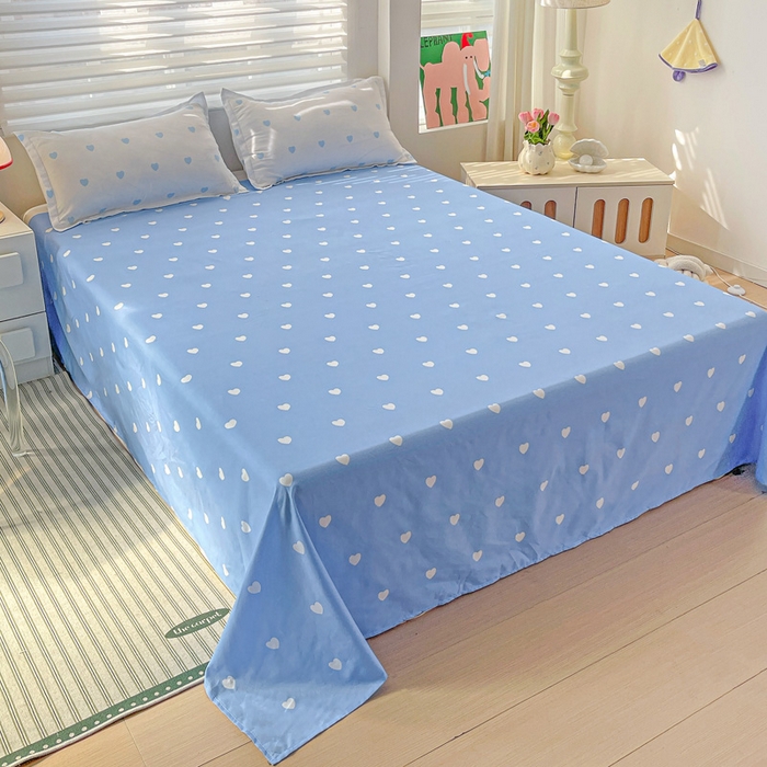 91家纺网 家纺一手货源 找家纺 朵朵家纺 2025新款亲肤水洗棉芦荟棉印花四件套 小心请