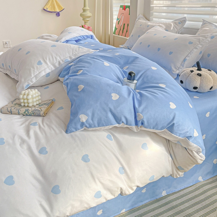 91家纺网 家纺一手货源 找家纺 朵朵家纺 2025新款亲肤水洗棉芦荟棉印花四件套 小心请