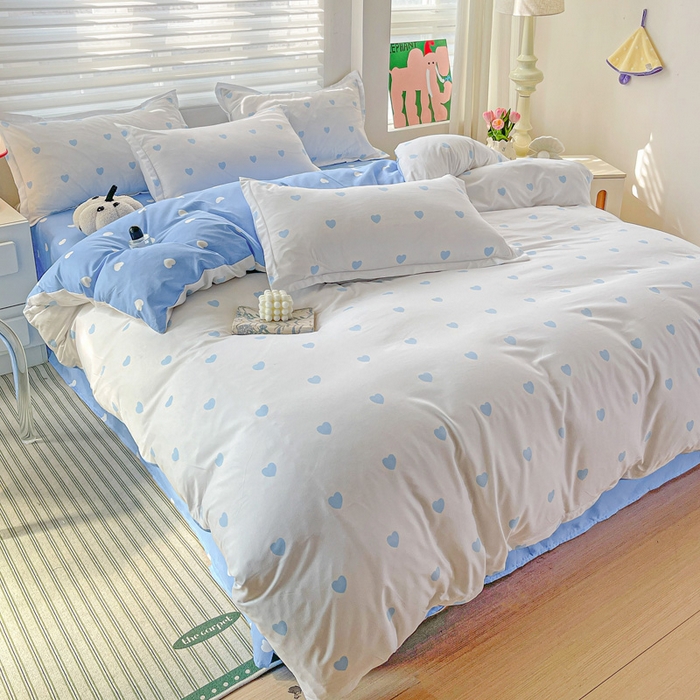 91家纺网 家纺一手货源 找家纺 朵朵家纺 2025新款亲肤水洗棉芦荟棉印花四件套 小心请