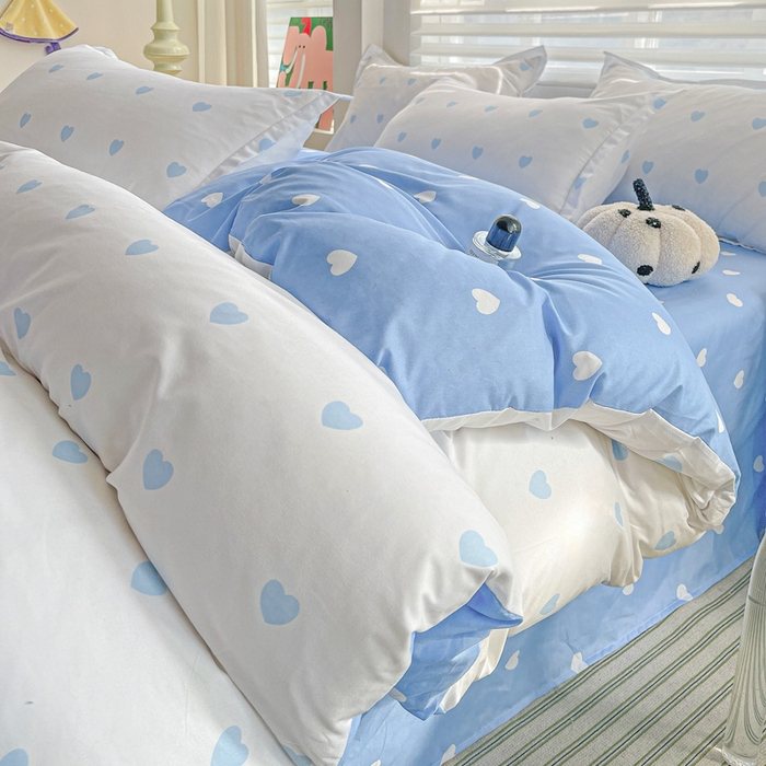 91家纺网 家纺一手货源 找家纺 朵朵家纺 2025新款亲肤水洗棉芦荟棉印花四件套 小心请