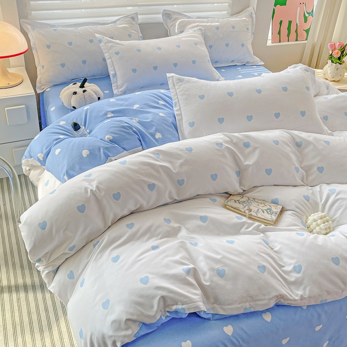 91家纺网 家纺一手货源 找家纺 朵朵家纺 2025新款亲肤水洗棉芦荟棉印花四件套 小心请