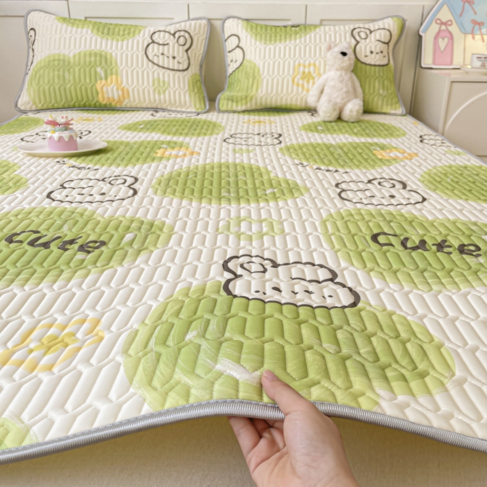 91家纺网 家纺一手货源 找家纺 沐慕 2025新款高克重小清新乳胶凉席-风格一 森系兔