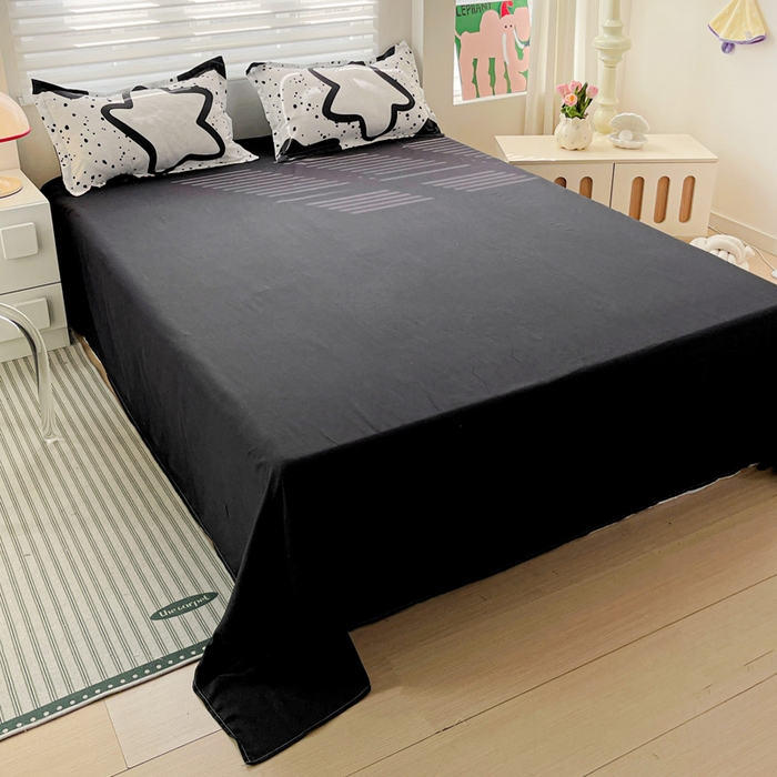 91家纺网 家纺一手货源 找家纺 朵朵家纺 2025新款亲肤水洗棉芦荟棉印花四件套 幸运星