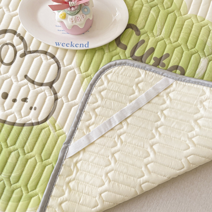 91家纺网 家纺一手货源 找家纺 沐慕 2025新款高克重小清新乳胶凉席-风格一 森系兔