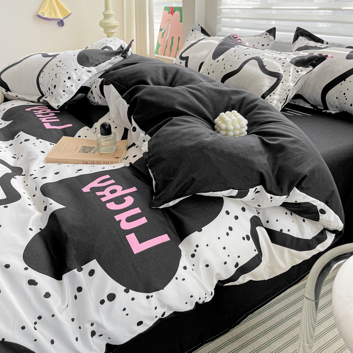 91家纺网 家纺一手货源 找家纺 朵朵家纺 2025新款亲肤水洗棉芦荟棉印花四件套 幸运星