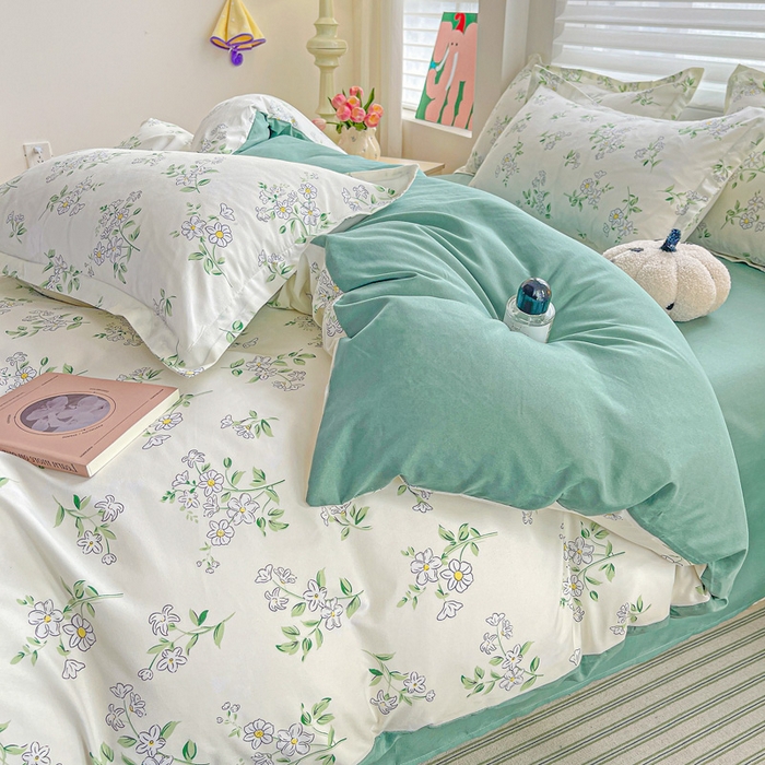 91家纺网 家纺一手货源 找家纺 朵朵家纺 2025新款亲肤水洗棉芦荟棉印花四件套 寻香