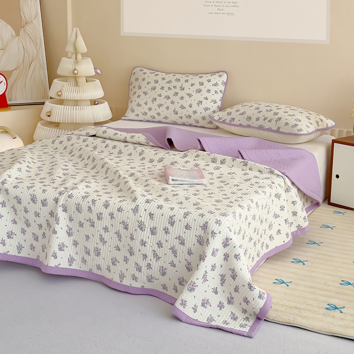 91家纺网 家纺一手货源 找家纺 贝扬思家纺 2025新款双层纱抗菌床盖三件套 半秋风铃