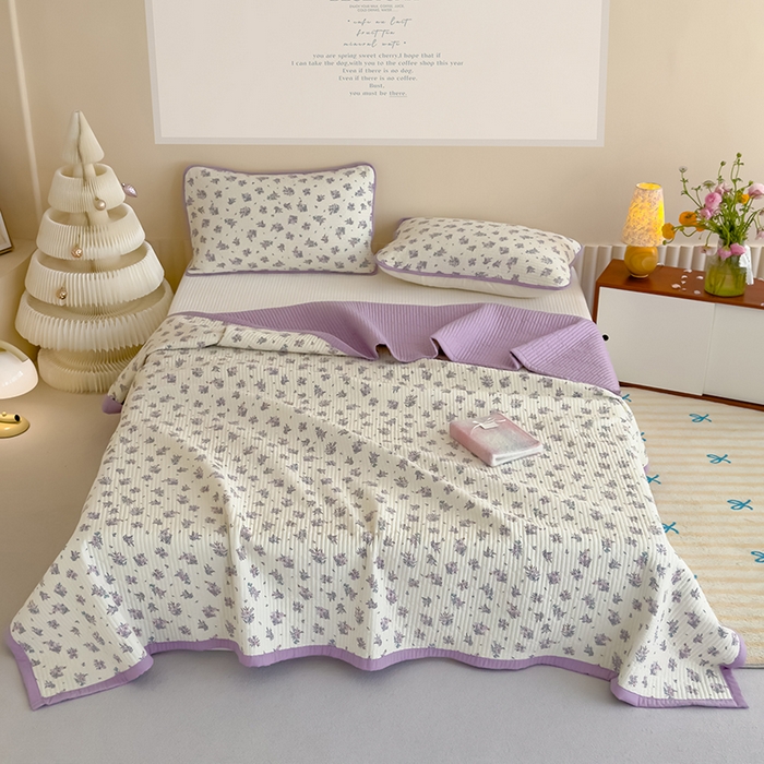 91家纺网 家纺一手货源 找家纺 贝扬思家纺 2025新款双层纱抗菌床盖三件套 半秋风铃