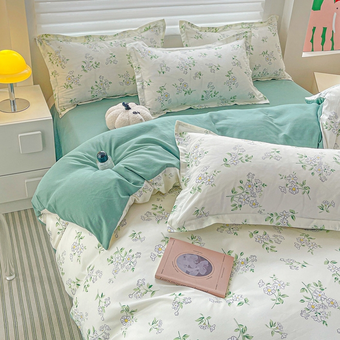 91家纺网 家纺一手货源 找家纺 朵朵家纺 2025新款亲肤水洗棉芦荟棉印花四件套 寻香