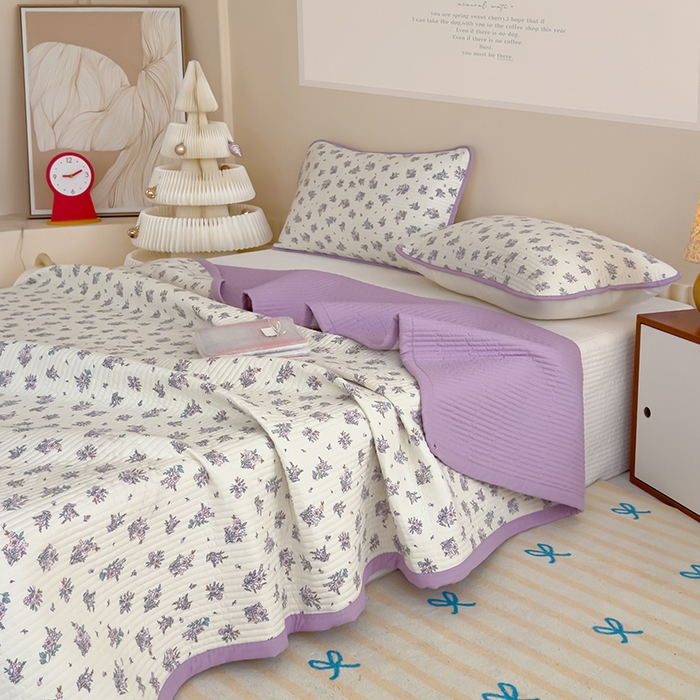 91家纺网 家纺一手货源 找家纺 贝扬思家纺 2025新款双层纱抗菌床盖三件套 半秋风铃