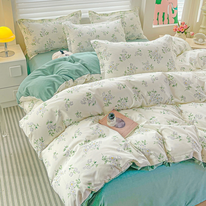 91家纺网 家纺一手货源 找家纺 朵朵家纺 2025新款亲肤水洗棉芦荟棉印花四件套 寻香