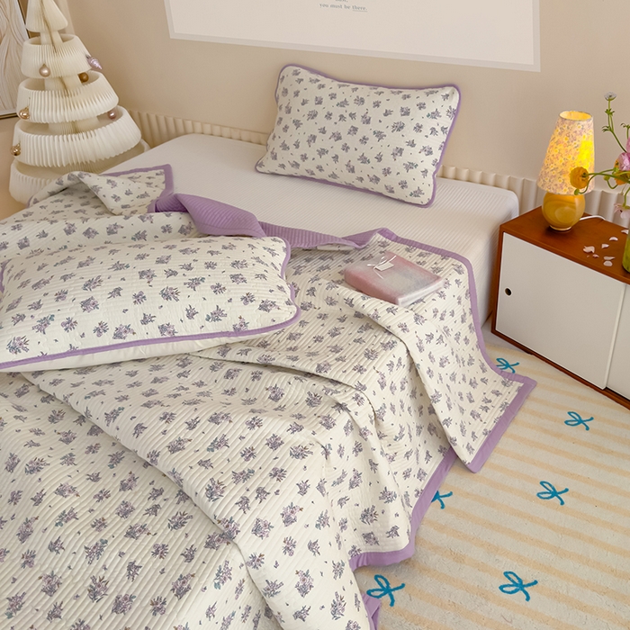 91家纺网 家纺一手货源 找家纺 贝扬思家纺 2025新款双层纱抗菌床盖三件套 半秋风铃