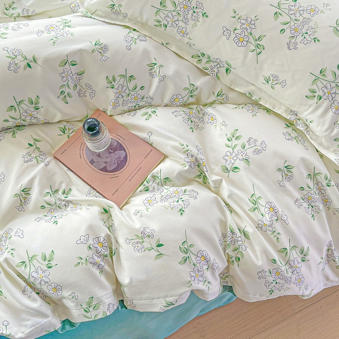 91家纺网 家纺一手货源 找家纺 朵朵家纺 2025新款亲肤水洗棉芦荟棉印花四件套 寻香