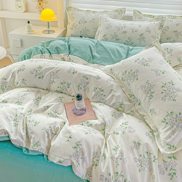 91家纺网 家纺一手货源 找家纺 朵朵家纺 2025新款亲肤水洗棉芦荟棉印花四件套 寻香