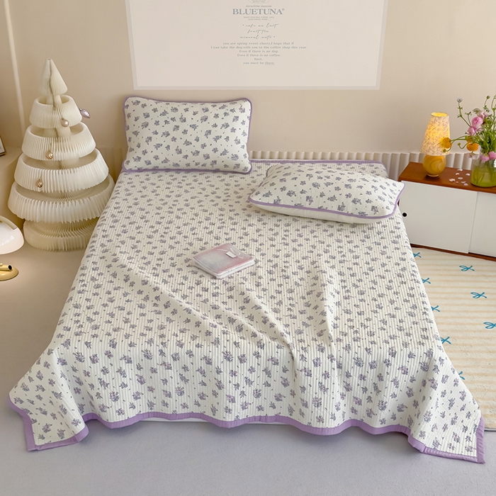 91家纺网 家纺一手货源 找家纺 贝扬思家纺 2025新款双层纱抗菌床盖三件套 半秋风铃