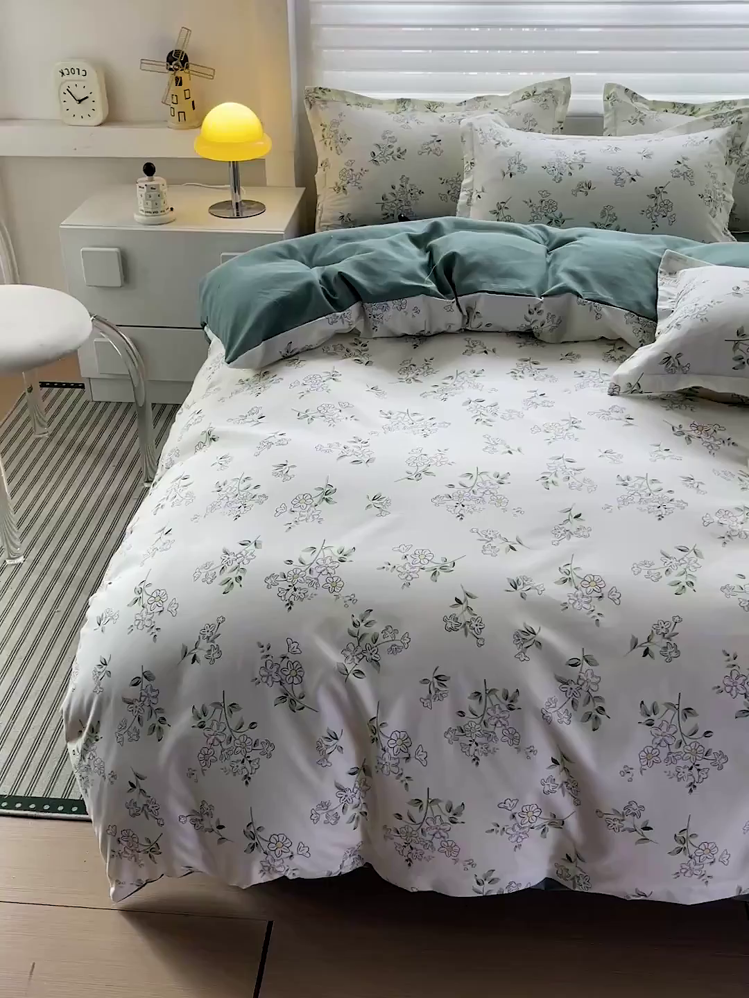 91家纺网 家纺一手货源 找家纺 朵朵家纺 2025新款亲肤水洗棉芦荟棉印花四件套 寻香