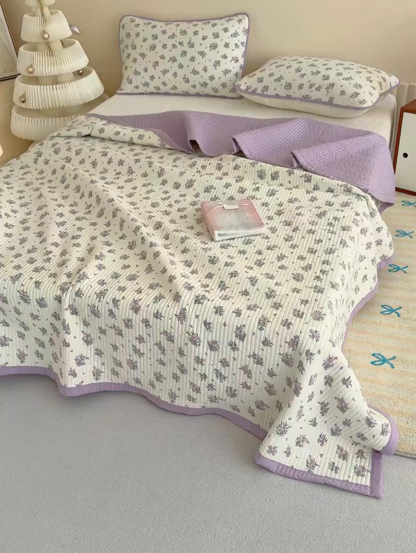 91家纺网 家纺一手货源 找家纺 贝扬思家纺 2025新款双层纱抗菌床盖三件套 半秋风铃