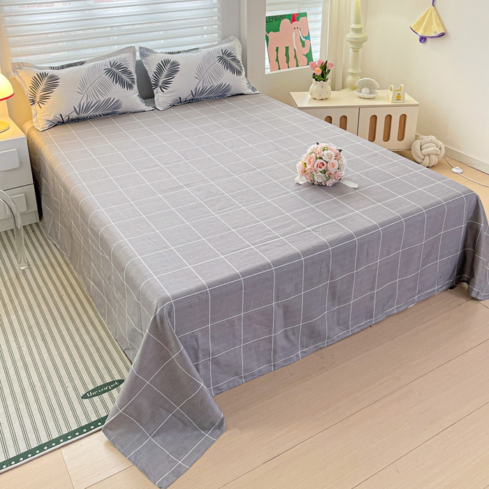 91家纺网 家纺一手货源 找家纺 朵朵家纺 2025新款亲肤水洗棉芦荟棉印花四件套 叶羽