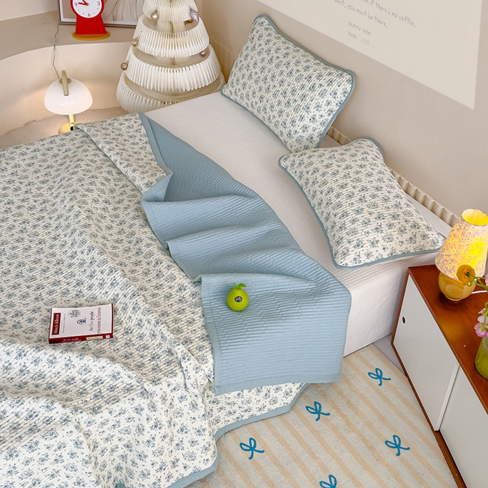 91家纺网 家纺一手货源 找家纺 贝扬思家纺 2025新款双层纱抗菌床盖三件套 春日与玫瑰