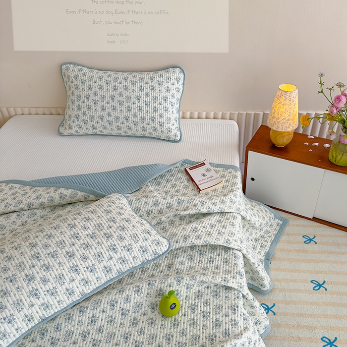 91家纺网 家纺一手货源 找家纺 贝扬思家纺 2025新款双层纱抗菌床盖三件套 春日与玫瑰