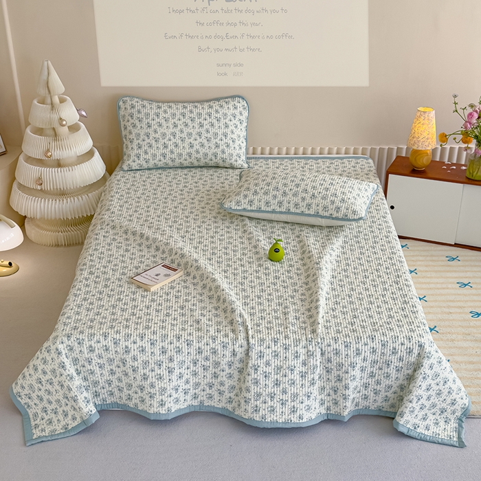 91家纺网 家纺一手货源 找家纺 贝扬思家纺 2025新款双层纱抗菌床盖三件套 春日与玫瑰