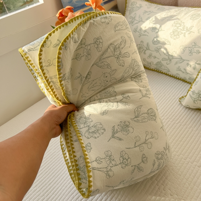 91家纺网 家纺一手货源 找家纺 韩巢家纺 2025夏季新款A类云感双层纱花边款夏被夏凉被空调被薄被子 贝壳边-海像森林