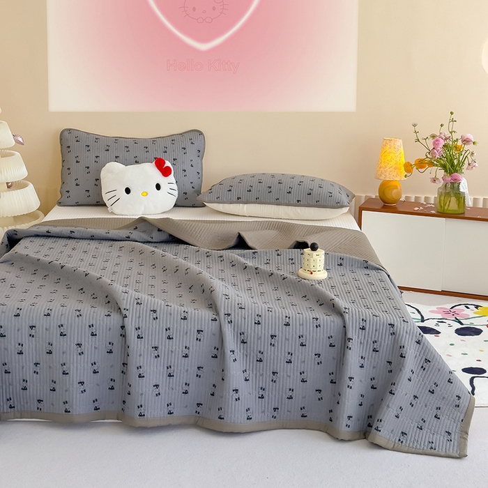 贝扬思家纺 2025新款双层纱抗菌床盖三件套 呆呆kt