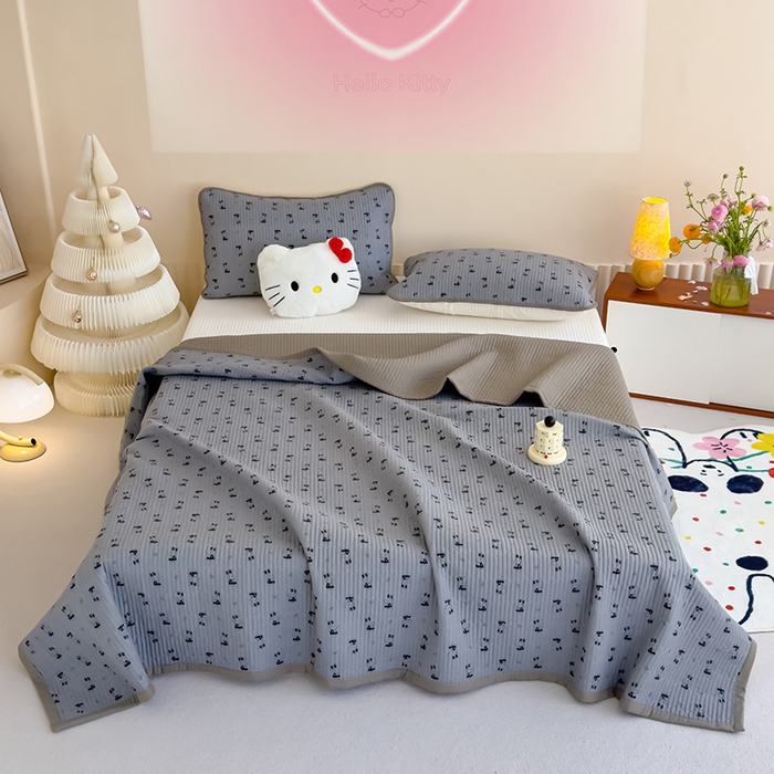 91家纺网 家纺一手货源 找家纺 贝扬思家纺 2025新款双层纱抗菌床盖三件套 呆呆kt