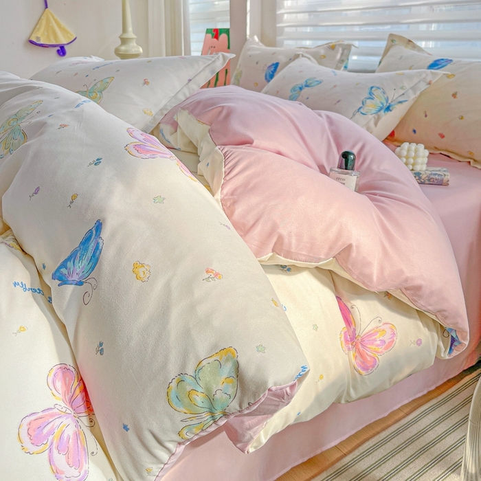 91家纺网 家纺一手货源 找家纺 （总）朵朵家纺 2025新款亲肤水洗棉芦荟棉印花四件套