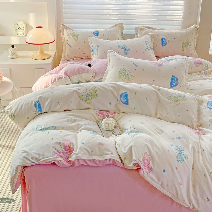 91家纺网 家纺一手货源 找家纺 （总）朵朵家纺 2025新款亲肤水洗棉芦荟棉印花四件套