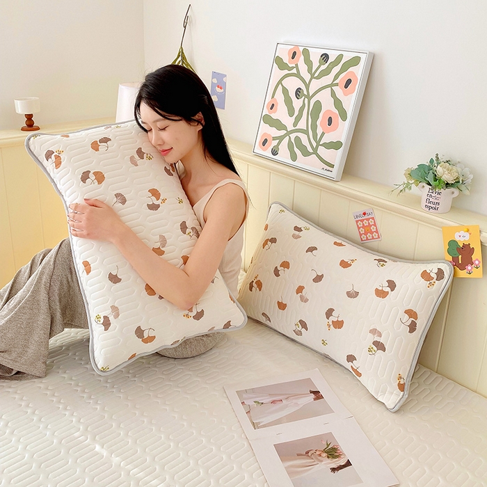 91家纺网 家纺一手货源 找家纺 芯宜佳 2025新款A类凉感丝乳胶单人枕套 自然之韵