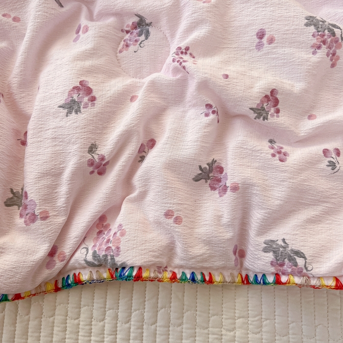 91家纺网 家纺一手货源 找家纺 韩巢家纺 2025夏季新款A类云感双层纱花边款夏被夏凉被空调被薄被子 贝壳边-葡萄七分甜