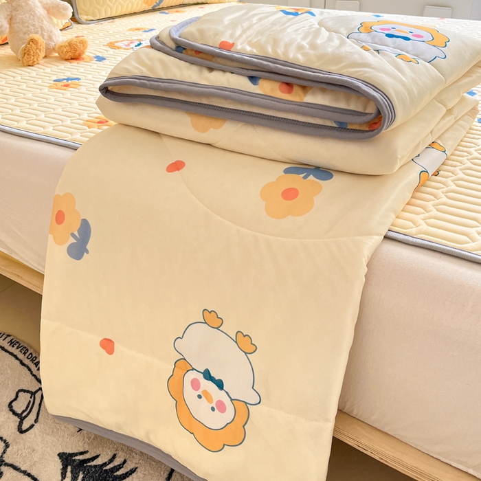 91家纺网 家纺一手货源 找家纺 （总）沐慕 2025新款小清新凉感丝夏被凉席四件套