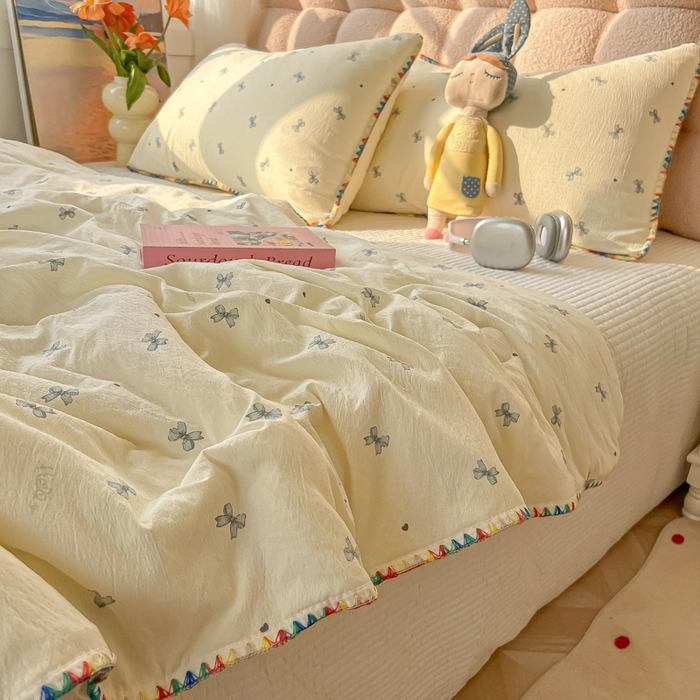 91家纺网 家纺一手货源 找家纺 韩巢家纺 2025夏季新款A类云感双层纱花边款夏被夏凉被空调被薄被子 贝壳边-相思蓝