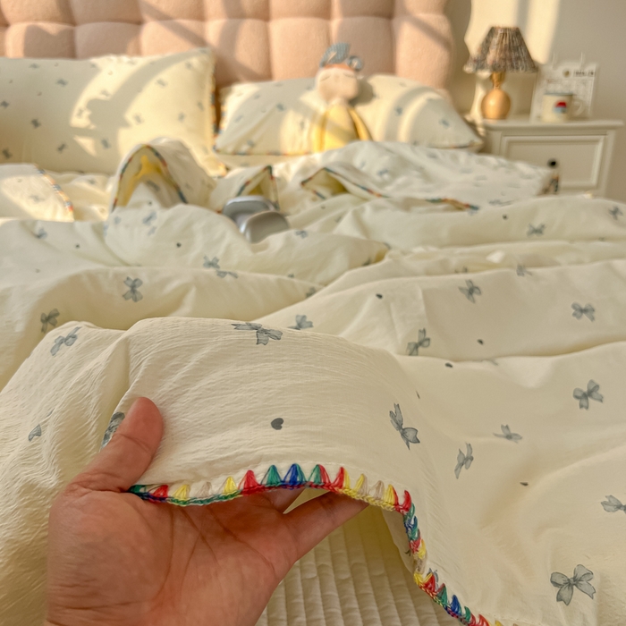 91家纺网 家纺一手货源 找家纺 韩巢家纺 2025夏季新款A类云感双层纱花边款夏被夏凉被空调被薄被子 贝壳边-相思蓝