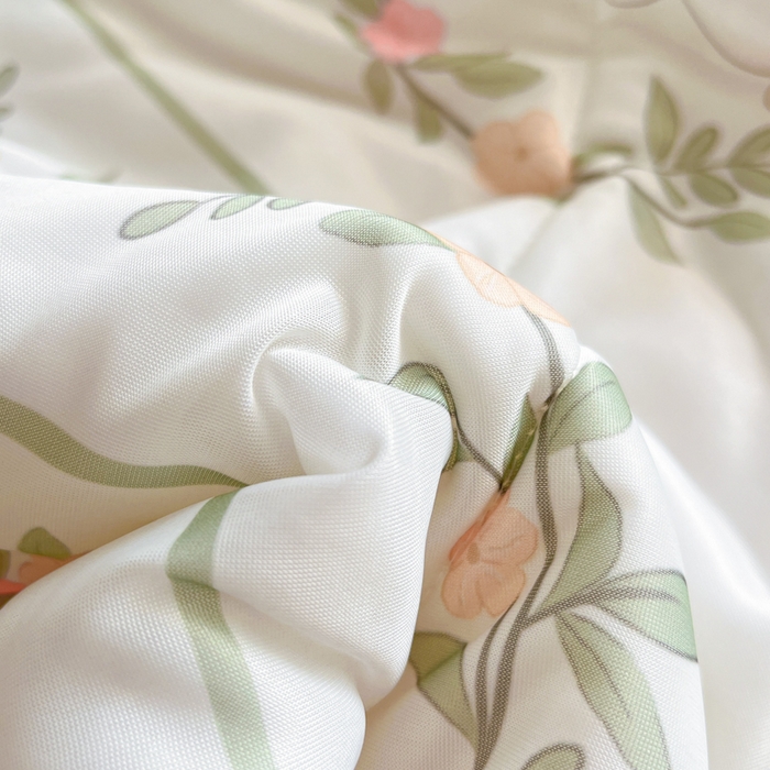 91家纺网 家纺一手货源 找家纺 沐慕 2025新款小清新凉感丝夏被凉席四件套 花环兔兔