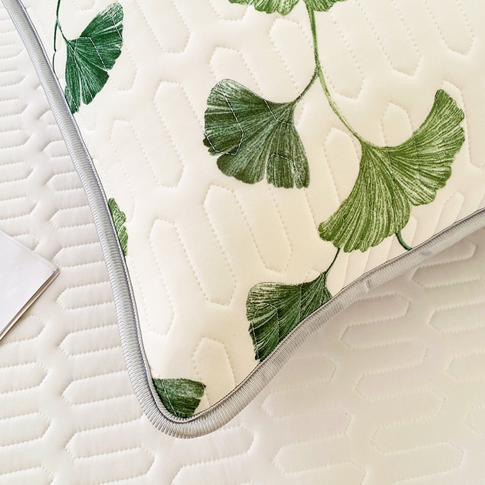 91家纺网 家纺一手货源 找家纺 芯宜佳 2025新款A类凉感丝乳胶单人枕套 秋叶缤纷-绿