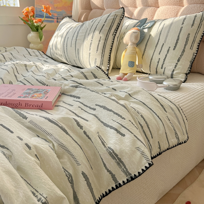 91家纺网 家纺一手货源 找家纺 韩巢家纺 2025夏季新款A类云感双层纱花边款夏被夏凉被空调被薄被子 贝壳边-云边星辰