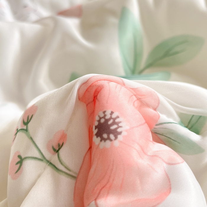 91家纺网 家纺一手货源 找家纺 沐慕 2025新款小清新凉感丝夏被凉席四件套 莫妮卡