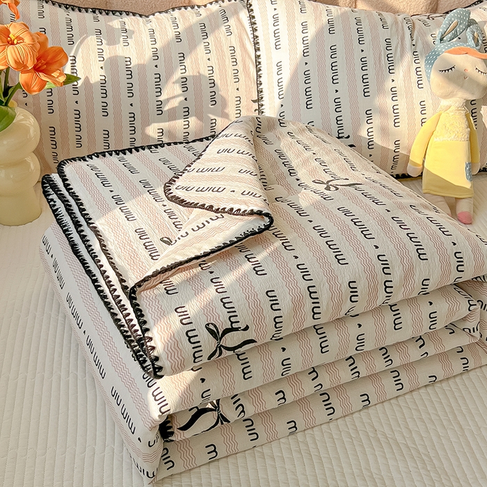 韩巢家纺 2025夏季新款A类云感双层纱花边款夏被夏凉被空调被薄被子 贝壳边-韵味粉