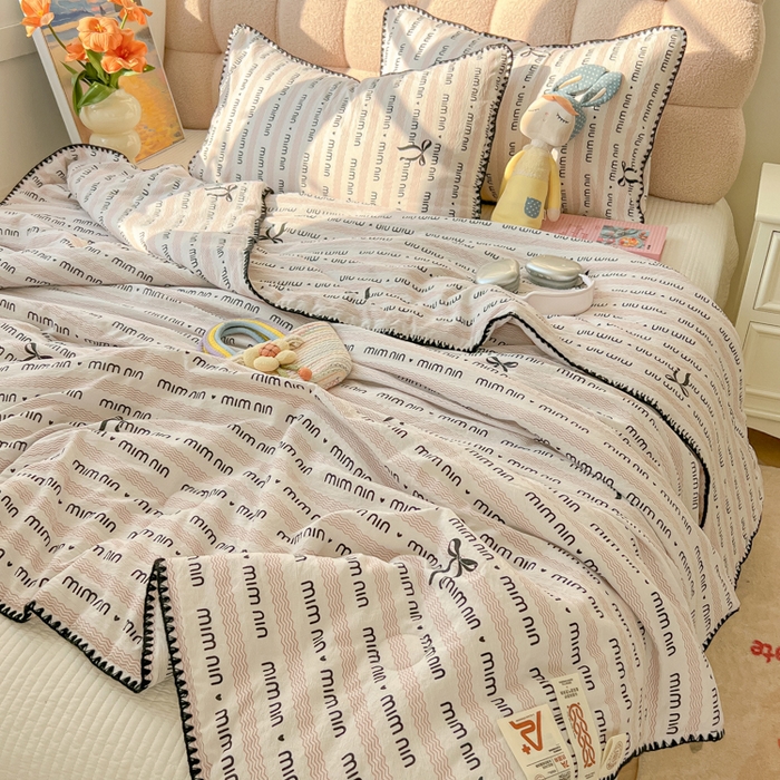 91家纺网 家纺一手货源 找家纺 韩巢家纺 2025夏季新款A类云感双层纱花边款夏被夏凉被空调被薄被子 贝壳边-韵味粉