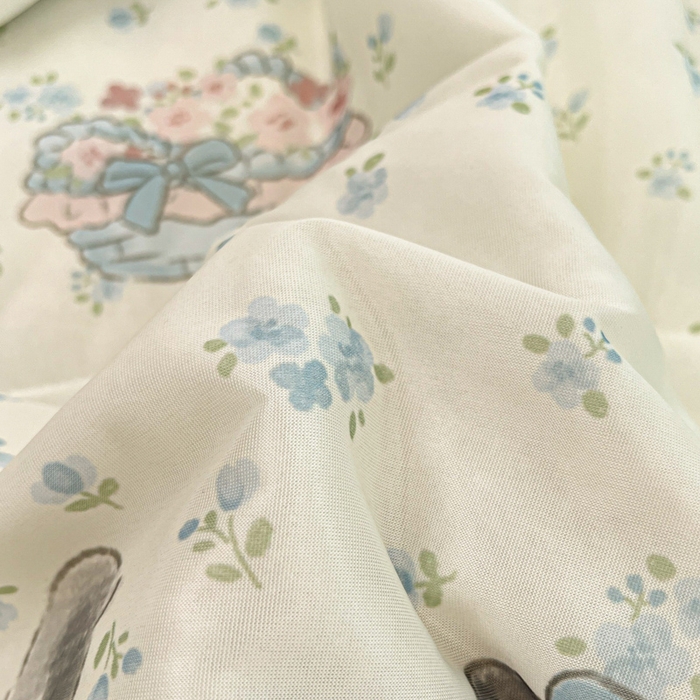 91家纺网 家纺一手货源 找家纺 沐慕 2025新款小清新凉感丝夏被凉席四件套 碎花小猫