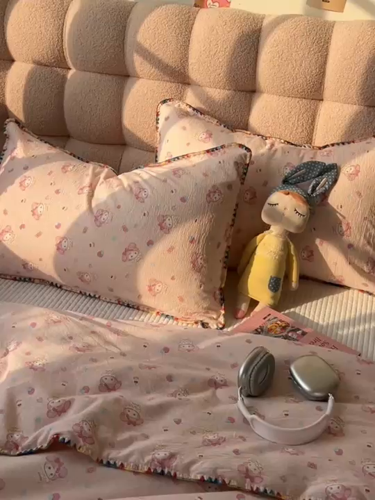 91家纺网 家纺一手货源 找家纺 （总）韩巢家纺 2025夏季新款A类云感双层纱花边款夏被夏凉被空调被薄被子