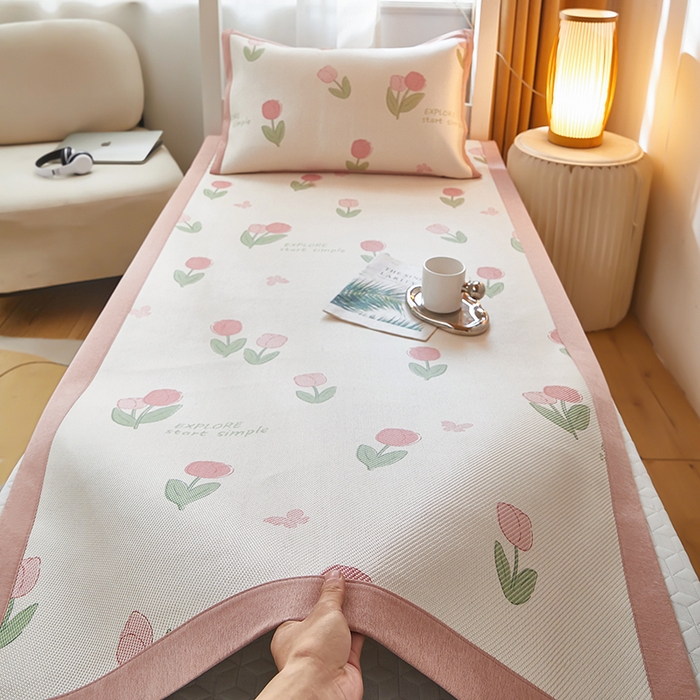 （总）沐慕 2025新款学生床小清新印花冰藤席