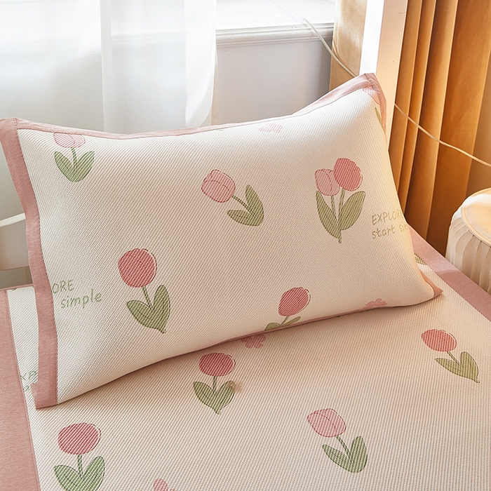 91家纺网 家纺一手货源 找家纺 （总）沐慕 2025新款学生床小清新印花冰藤席