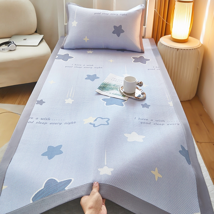 91家纺网 家纺一手货源 找家纺 （总）沐慕 2025新款学生床小清新印花冰藤席