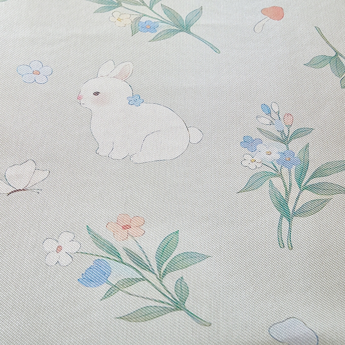 91家纺网 家纺一手货源 找家纺 沐慕 2025新款学生床小清新印花冰藤席 花丛兔兔