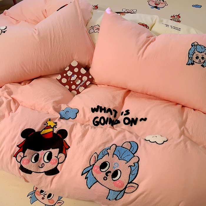 91家纺网 家纺一手货源 找家纺 （总）易辰美 2025新款超软水洗棉毛巾绣四件套-系列二