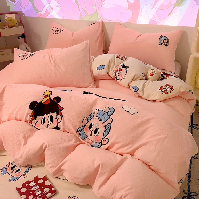 91家纺网 家纺一手货源 找家纺 （总）易辰美 2025新款超软水洗棉毛巾绣四件套-系列二