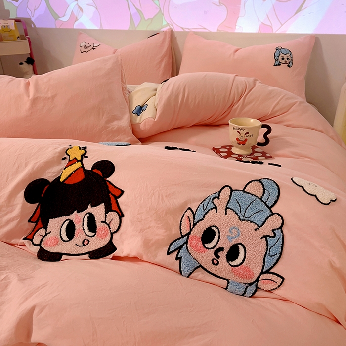 91家纺网 家纺一手货源 找家纺 （总）易辰美 2025新款超软水洗棉毛巾绣四件套-系列二